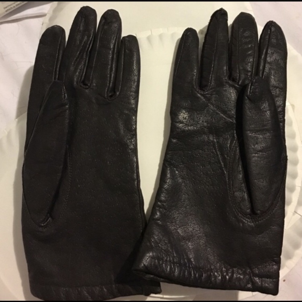 VINTAGE LEATHER GLOVES - VERY DARK CHOCOLATE BROWN